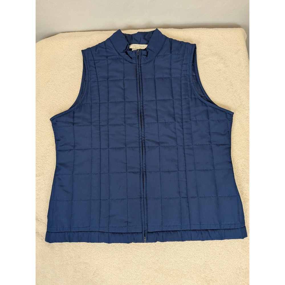 Geoffrey Beene Sport Men's‎ Quilted Vest Size Large Full Zip Navy Blue Vest